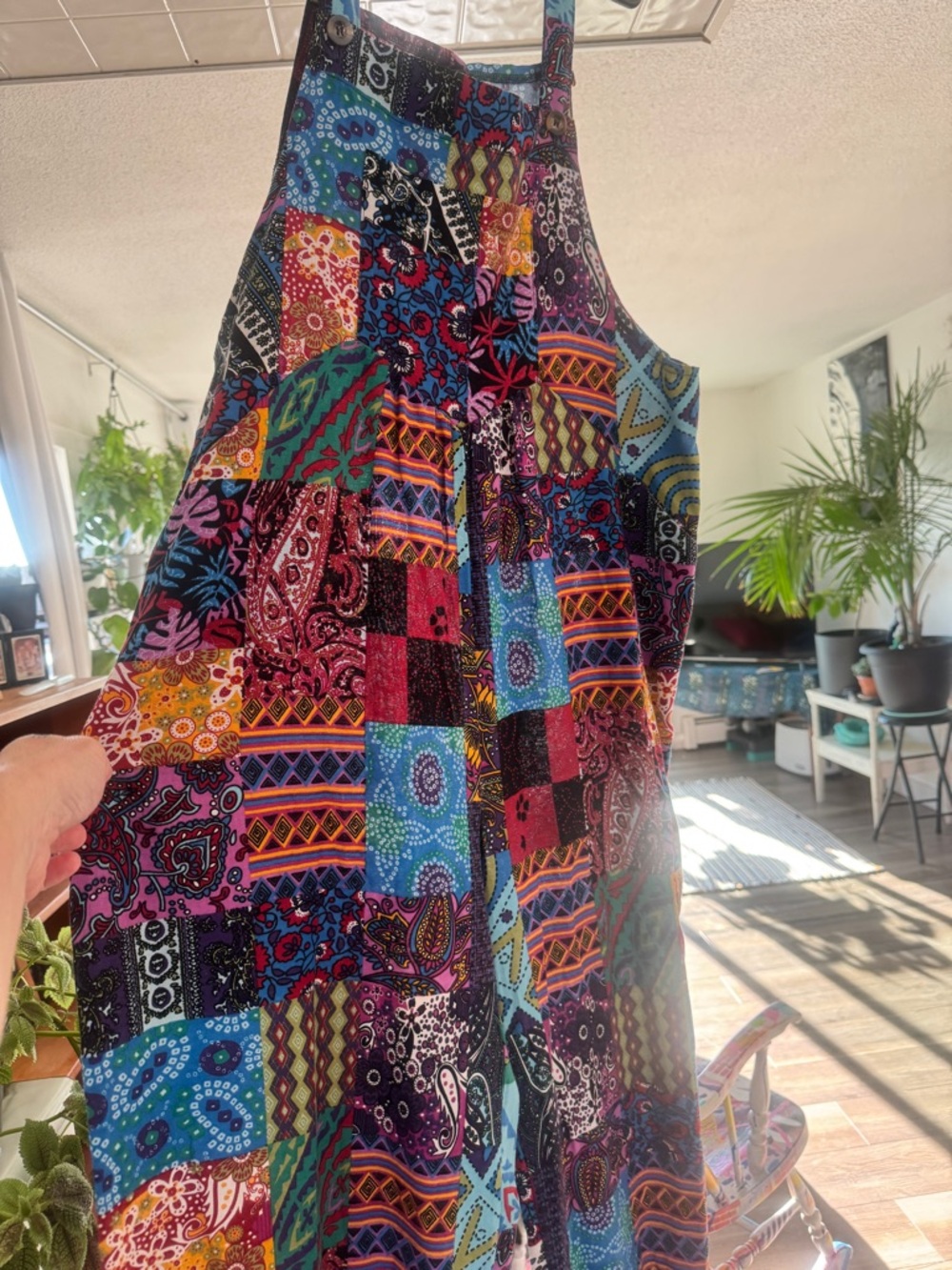 XXL Boho Patchwork Wide Leg Jumpsuit | Roomy Lagenlook Overalls | Sedona